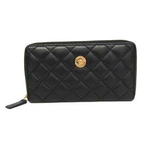 Versace Medusa Quilted Leather Round Zip Long Wallet Women's Leather Long Wal...